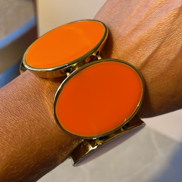 Gorgeous EUC statement bracelet orange and gold stretch bold fall look - Picture 5 of 8